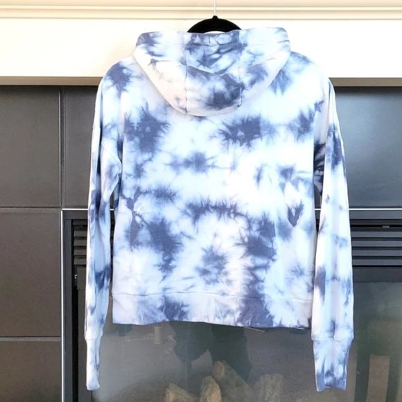 90 DEGREE BY REFLEX Brushed Tie Dye Cropped Hoodie In Inky Chill Tie Dye Size L - Picture 2 of 9